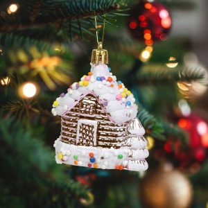 Kerstboomversiering – glanzend huis – 8 x 6 x 4 cm 1 Stuks [58587]