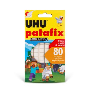 UHU Patafix Kleefgum Wit 80 Stuks – Herbruikbare Plakgum – Verwijderbaar Zonder Sporen – Voor Poster, Papier & Decoratie – Minecraft Editie [U41988]