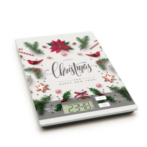 Digitale Keukenweegschaal Met Kerstdesign – Glazen Weegschaal Met Touchbediening – 5 Kg – Tare Functie – G/Kg/Lb/Oz [57267P]