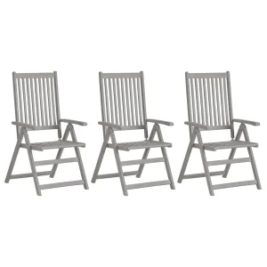 Tuinstoelen Verstelbaar Massief Acaciahout Grijs 3