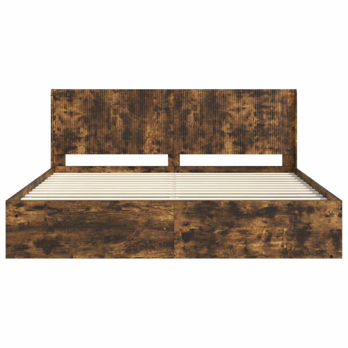Bedframe met opbergruimte en hoofdbord Gerookt eiken - Afbeelding 6