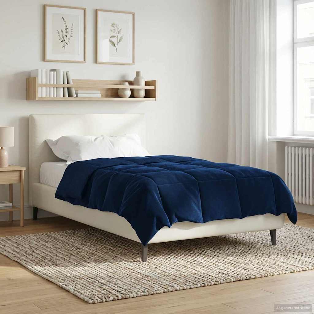 Zomer Dekbed Gekwilt Donkerblauw 155 x 200 cm Microfiber - Afbeelding 5
