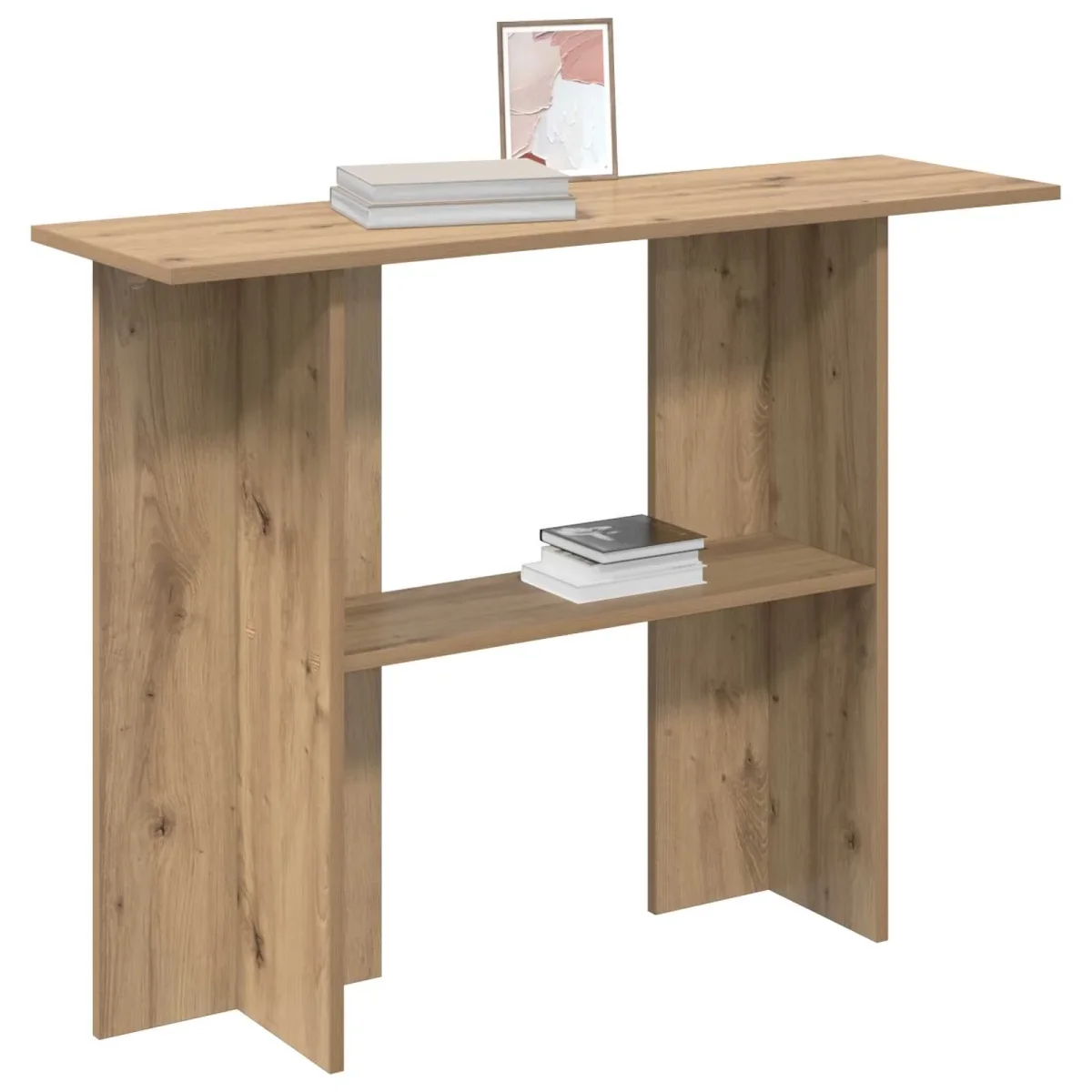 Wandtafel Artisanaal eiken 100 x 30 x 75 cm Bewerkt hout - Afbeelding 3