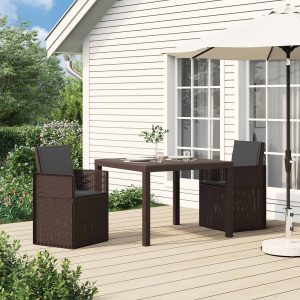 Tuin eettafelset met kussen 3 pcs Bruin en antracietkleurig PP