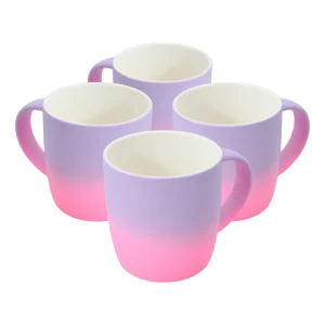 Roze paarse brede mokken - 4 stuks - 300ml - Gezellig design - Koffiemok met gradiënt ontwerp