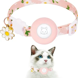 Kattenhalsband met AirTag houder en GPS-tracking - Verstelbaar en ademend ontwerp